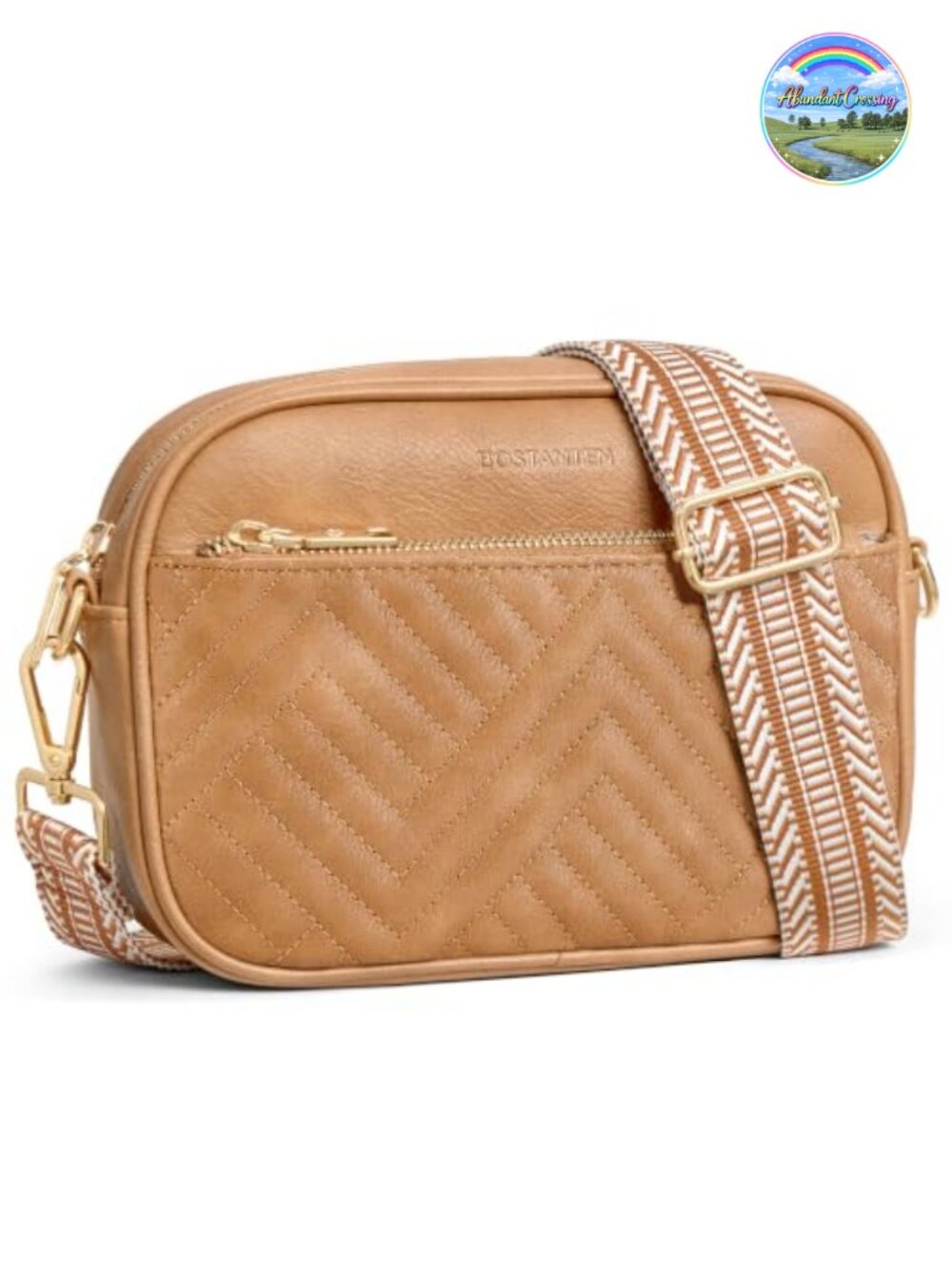 Quilted Vegan Leather Small Crossbody Bag RFID Blocking Wide Strap